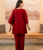 Maroon box pleated top