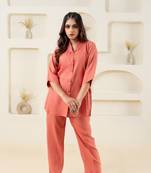 Peach shawl collar solid top