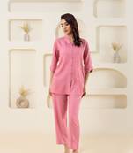 Pink shawl collar solid top