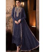 fancy long navy blue georgette pakistani straight suit for women