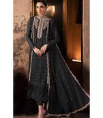 fancy long black georgette pakistani straight suit for women