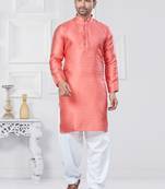Pink jecquard silk pathani suits for mens wear