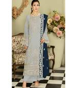 baby blue georgette knee length pakistani straight suit for women