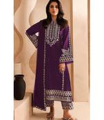 purple georgette heavy lon pakistani straight suit for women