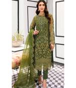 elegant green organza pakistani suit for women