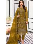 elegant yellow organza pakistani suit for women