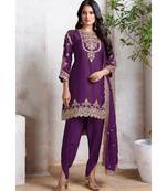 traditional purple georgette patiyala style suit for women