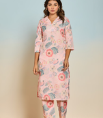 Bindiya rose linen kurta pant set