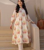 Manjula caramel floral cotton kurta pant set