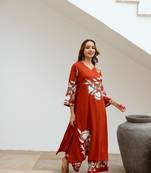 Bakul rust digital print kurta pant set