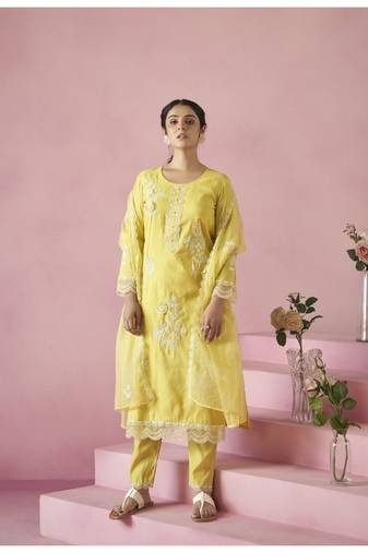 Nadira lime embroidered lawn suit set