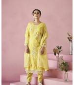 Nadira lime embroidered lawn suit set