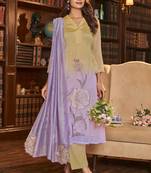 Gaurisha orchid cotton mul applique suit set