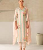 Nadira palegreen linen cotton suit set