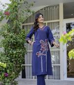 Samiha indi embroidery cotton kurta pant set