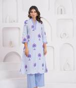 Maurya aqua cotton kurta pant set