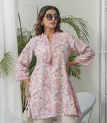 Tashvika raspberry cotton kurta pant set