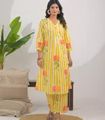 Hardik dandelion printed cotton kurta pant set