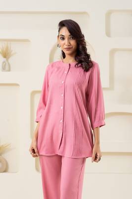 Pink pleated solid top 2