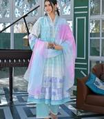 Tridhara turq cotton suit set