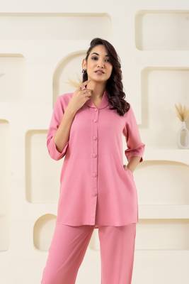 Pink shawl collar solid top 2