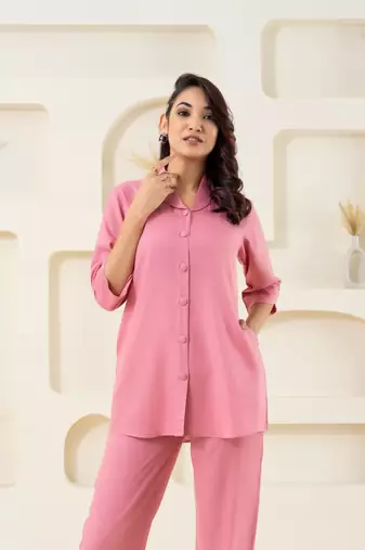 Pink shawl collar solid top
