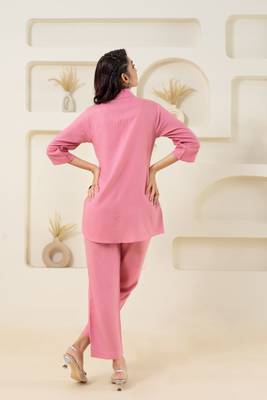 Pink shawl collar solid top 3