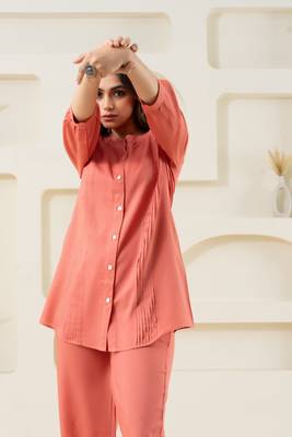 Peach pleated solid top 3