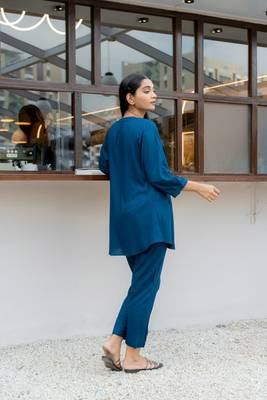 Sapphire front pleated flared top 2