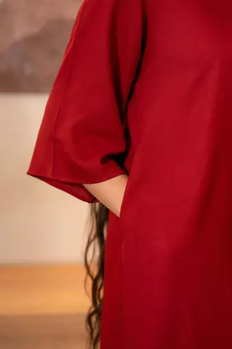 Maroon box pleated top