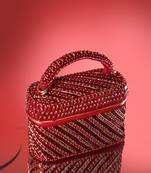 Red sequenced suede base cube bag