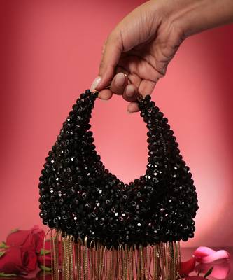 Black potli bag with crystal work 1