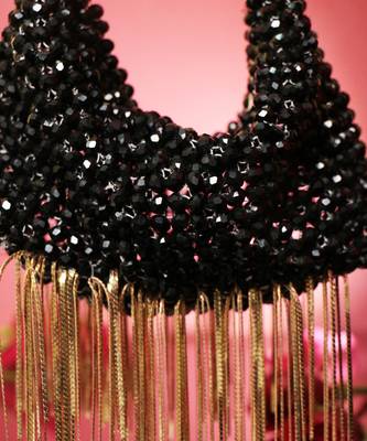 Black potli bag with crystal work 2