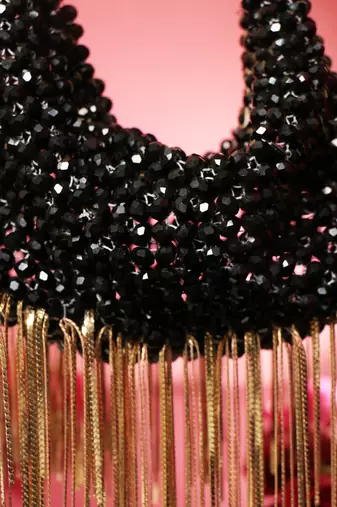 Black potli bag with crystal work