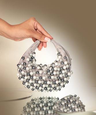 Grey semi velvet embellished potli bag 1