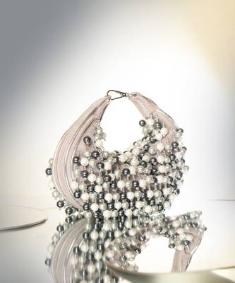 Grey semi velvet embellished potli bag 3