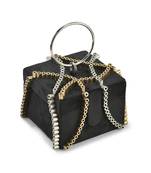 Black handfcrafted semi suede edgy square rivet bag