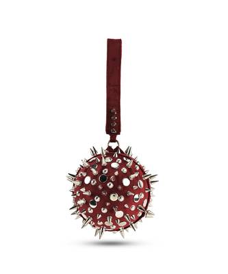 Red handcrafted semi suede hand bag 3