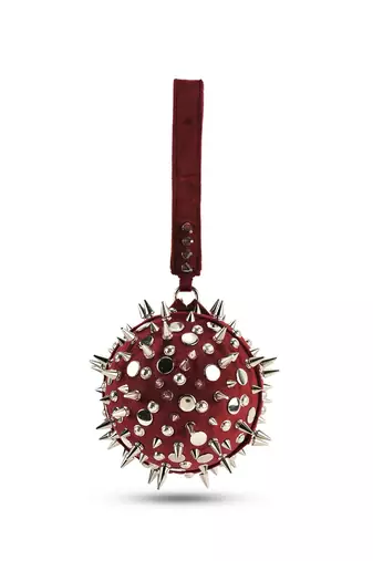 Red handcrafted semi suede hand bag