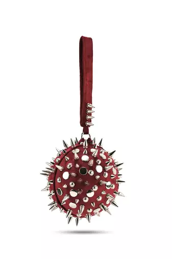 Red handcrafted semi suede hand bag