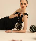 Black hand bag with semi suede velvet base