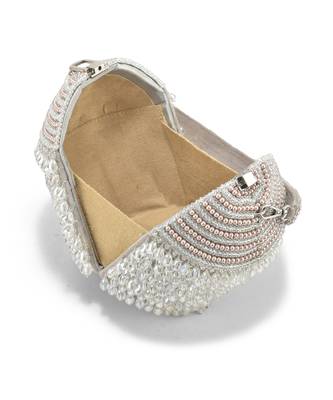 Silver semi suede potli-bag with crystal beeds work 3