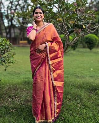 Wine mul tissue saree with unstitched blouse piece with unstitched blouse piece 1