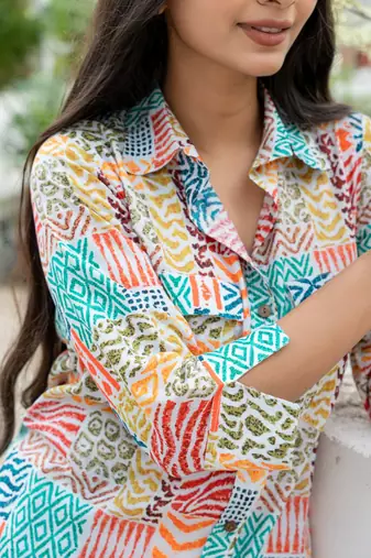 White printed cottonshirt