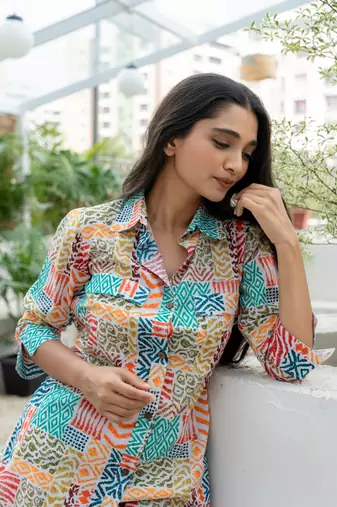 White printed cottonshirt