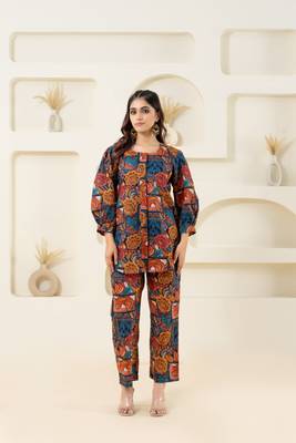 Abstract printed pure cotton shirt with puffed sleeves (shirt) 3