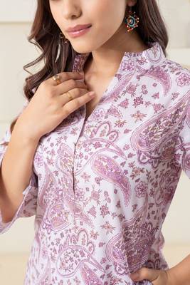 Light pink paisley printed pure cotton top 2