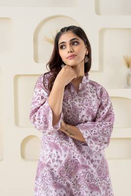 Light pink paisley printed pure cotton top 3