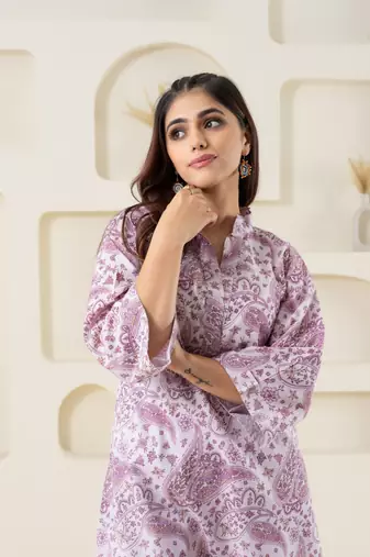 Light pink paisley printed pure cotton top