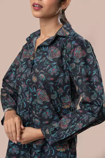 Black printed cotton shirt